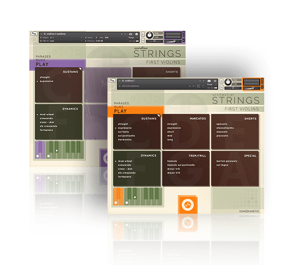 Sonokinetic Orchestral Strings & Sordino Strings bundle box shot min