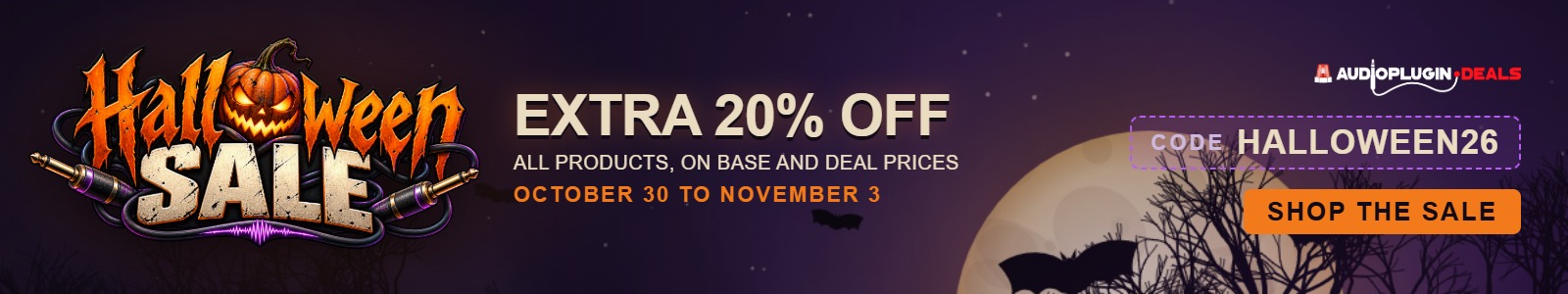 Audioplugindeals HalloweenSALE website banner x